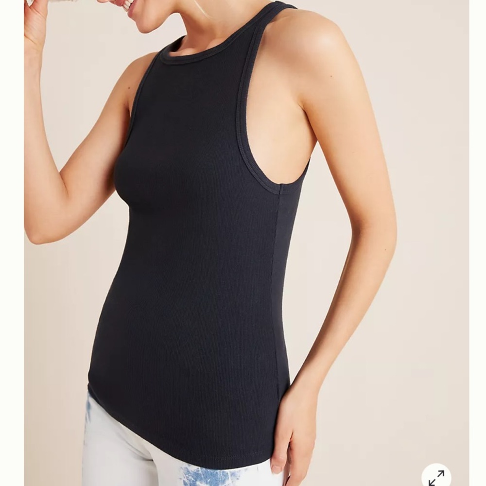 AGOLDE Rib High Neck Tank in Black